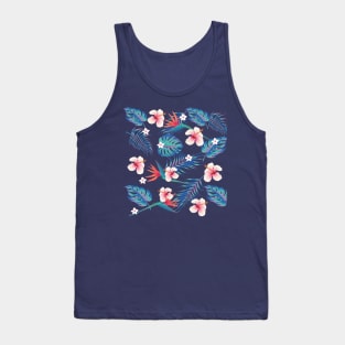 Hibiscus and Tropical Leaves Design Tank Top